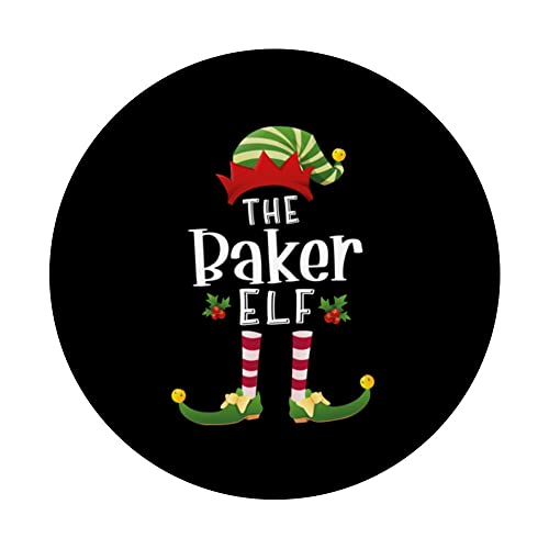 Baker Christmas Elf Matching Pajama X-Mas Party PopSockets Swappable PopGrip, Black - Image 3