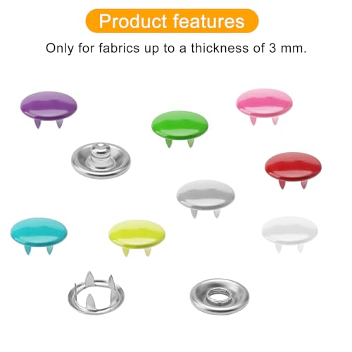 Miniatura 4 de Botones De Presion Metalicos Con Alicate 250 Cierres De Presión De Metal Sólidos Y Huecos 9,5mm Botones De Presion Corchetes De Presion Para Baberos De Bebé Ropa Personalizada Y Proyectos De Bricolaje