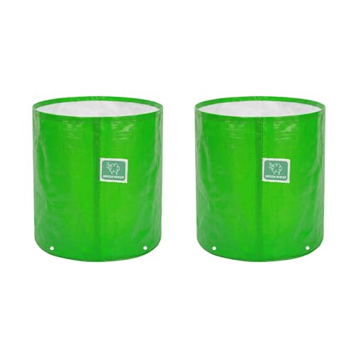 Image of GREENSHEEP HDPE Grow Bag Heavy Duty 260 GSM Round Plants Flower Growing Bags Floor Standing Mount Type for Home Garden Balcony Terrace Kitchen Nursery (Green, 24x18 inch, Pack of 2)