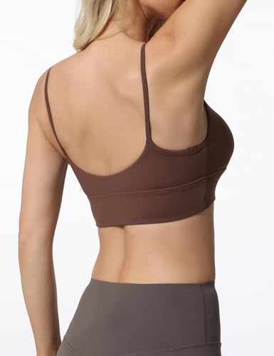 Image of Sports Bras for Women Spaghetti Strap Padded for Yoga Running Gym Workout, Wireless Scoop Neck Bras Crop Tank Top
