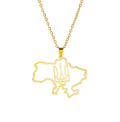 unift Collier avec pendentif symbole ukrainien pour homme et femme en acier inoxydable avec pendentif en forme de trèfle ukrainien, Acier inoxydable