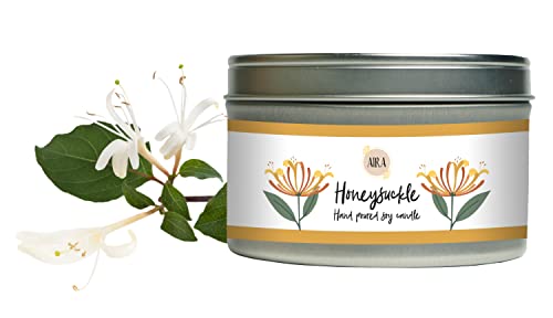 Aira Soy Candles - Organic, Kosher, Vegan Soy Candles W/Therapeutic Grade Essential Oil - Hand-Poured W/Pure Soy Candle Wax - Paraffin Free, Burns 60+ Hours - Spring Candle Honeysuckle - 8 Ounces #TOP24