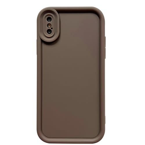 Image of Puxicu Slim Case for iPhone Xs, Enhanced Camera Protection, Shockproof Skin-Friendly Touch Soft Case Cover for iPhone X Phone 5.8 inch, Coffee