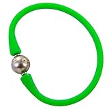 Perlarmband Tahiti Perle, Kautschuk in hellgrün Armschmuck (Silber schimmernde Perle)