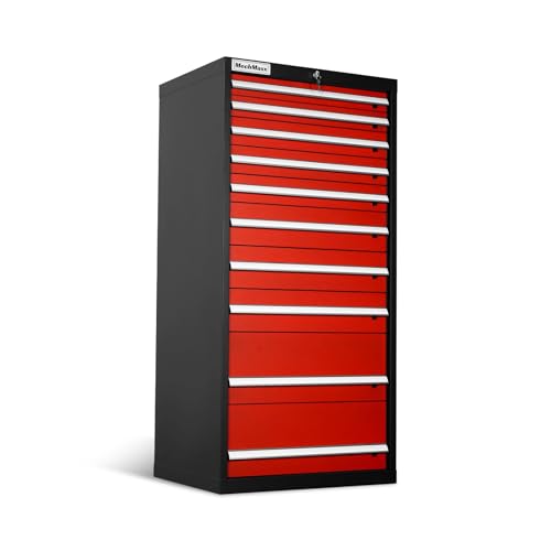 Mechmaxx Heavy Duty Modular Drawer Cabinet – 10 Drawer Tool Storage Organizer, Steel Construction, 59