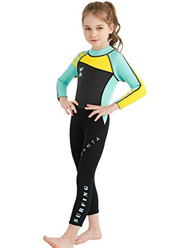 DIVE&SAIL - Ropa de Neopreno para Surf de Niñas Wetsuit Traje de Natación Snorkeling Respirable Deporte Acuático Colorido - Verde