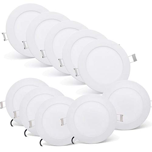 Preisvergleich Produktbild [10 Stück] MYHOO Ultraslim Slim LED Panel 9W Kaltweiß Rund Einbaustrahler Einbauleuchte Deckenstrahler Deckenleuchte Deckenlampe Einbau Lampe Spot [Energieklasse A+]