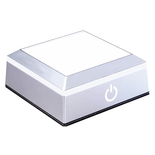 PETMIMIXD Base LED multicolor para fotos 3D sobre cristal – Pantalla de luz de color, plataforma cuadrada con cambio de colores, soporte plano de plata