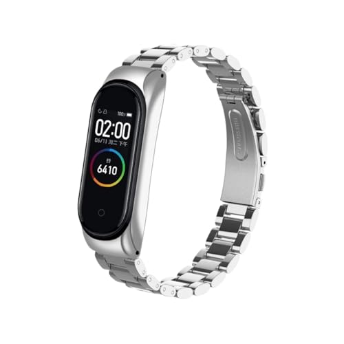 [LOKLNEYK] �ɓK������Xiaomi Mi 8 / 6 /5 /4/ 3 /7�ɓK�����郁�^���X�e�����X�X�`�[���o���h(Silver,For Xiaomi Mi Band 6)