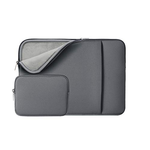 RAINYEAR Housse 14 Pouces Ordinateur Portable de Protection Rembourré Sacoche Sleeve avec Poche Avant Accessoires Pochette Compatible pour 14 Notebook Tablette Chromebook(Gris,Version Améliorée)