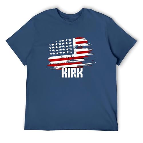 Mens T-Shirts Forever in Our Hearts Charlie Kirk Casual Crewneck Short Sleeve Shirts Summer Tops Basic Pullover Tees3