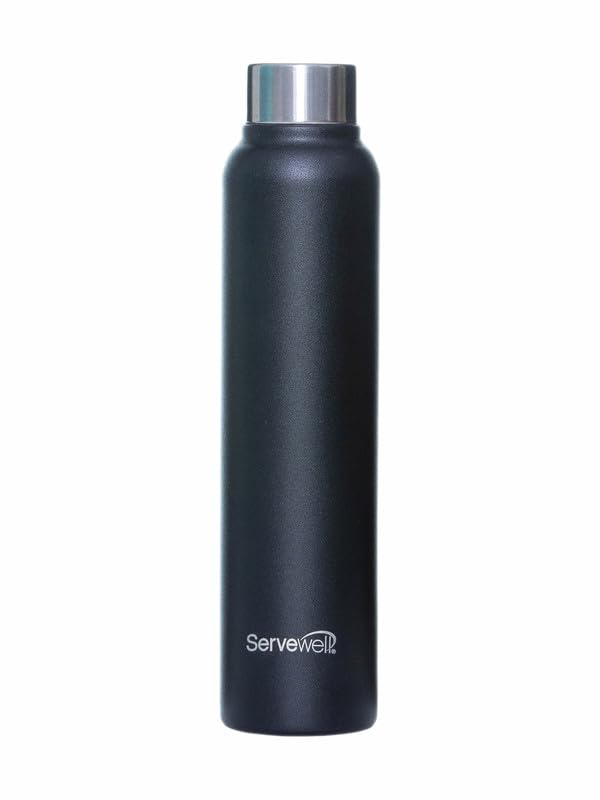 Image of Servewell 1 pc Sleek - SS Single Wall Bottle 600 ml - Jet Black