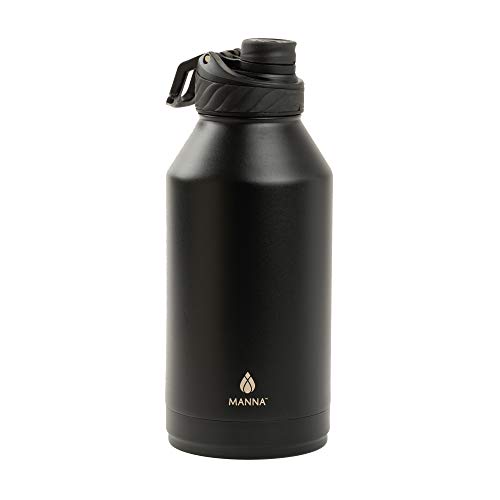 Manna Convoy 64oz Half Gallon Water Bottle Double Wall Vacuum Insulated Stainless Steel Tumbler With Lid Simple Mouth Spout Cold And Hot Reusable Metal Jug Flask Gym And Travel Onyx 64 oz