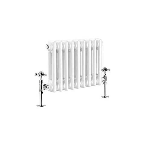 Warmehaus - Traditional Cast Iron Style White Double Column Horizontal Radiator 300 x 425mm - Perfect for Bathrooms, Kitchen, Living Room Cover