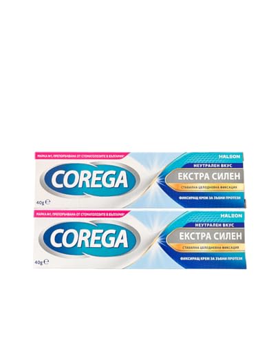 Confezione da 2 Coreg-a Neutrale Insapore, Extra forte, Colla Dentale, Colla Adesiva, Tenuta per Tutto il Giorno, Maggiore Comfort, 40 g x 2 = 80 gr