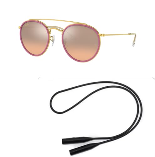 Ray-Ban RB3647N Sunglasses Bundle: RB 3647N 92373E Legend Gold Pink Mirror Gradie and Universal Anti-slip Silicone Leash2