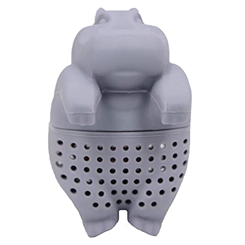 Silicone Tea Strainer For Loose Tea - Cute Reusable Tea Infuser Filter - Made From 100% Food Grade Silicone - Grey Hippo - Great Gift Idea #TOP1