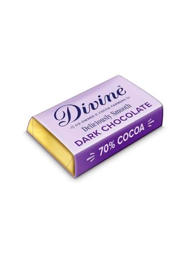 Divine 70% Dark Chocolate Mini Bars 100 x 4.2g – Fairtrade Dark Chocolate – Bite Size Treats – Ethical Premium Chocolate