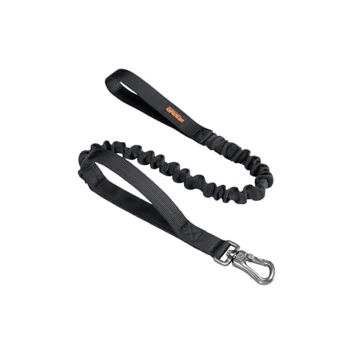 EXCELLENT ELITE SPANKER Guinzaglio militare elastico per cani con 2 maniglie imbottite per cani di taglia media e piccola(BLK)