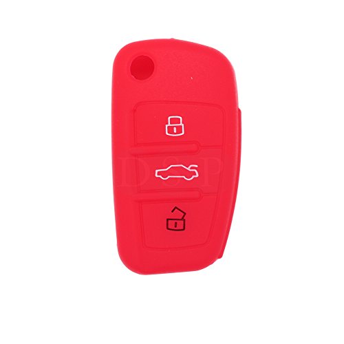 BROVACS Silicone Cover Protector Case Holder Skin Jacket Compatible with AUDI 3 Button Flip Remote Key Fob CV9820 Red - Image 2