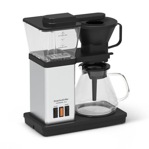 SimplyGoodCoffee Coffee Maker / Coffee Machine. 8 Cup Automatic Drip Pour Over Coffee Brewer. Easy To Use, Gold Cup Standard. Black/Stainless Steel