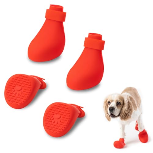 Happy Three Bright Red Dog Shoes