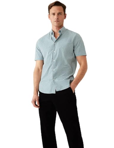 Image of Marks & Spencer Mens Solid Cotton Collared Neck Regular Fit Oxford Shirt