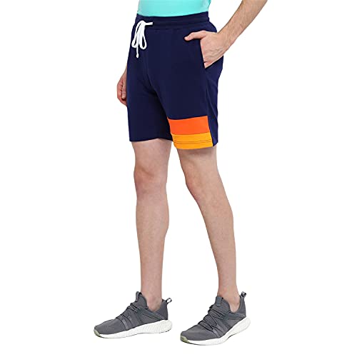 Image of AM SWAN Mens Premium Cotton Colourblocked Printed Stylish Comfort Knee Length Shorts