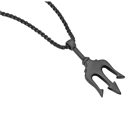 Pendentif suspendu trident en acier noir pour hommes
