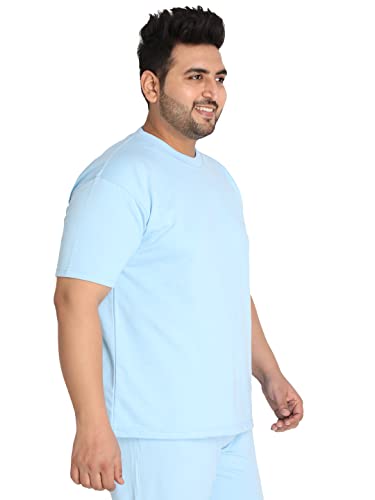 Image of CHKOKKO Men's Plus Size Terry Cotton Loose Fit Half Sleeves T-Shirt