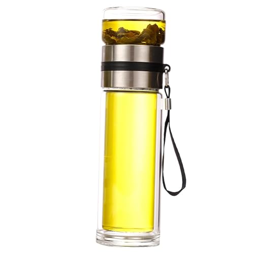 Botella De Vidrio Doble, Botella De Separación De Té De Vidrio De Doble Pared Resistente A Altas Temperaturas De 450 Ml Botella De Infusor De Té A Prueba De Fugas Para Té De Hojas Sueltas