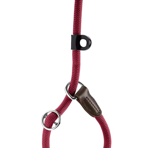 Hunter Retriever-Hundeleine Freestyle, Farbe: Bordeaux, integrierte Halsung, stufenlos verstellbar, witterungsbeständig, pflegeleicht, griffig, Robustes Tau mit Ledertipps, Größe: 10/170