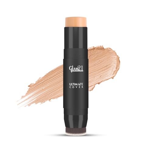 Image of Glam21 Ultimate Cover Foundation Stick | Face Foundation Stick with In-Built Brush | WaterProof, Long Lasting Formula & Natural Matte Finish | For All Skin Tone | 8Gm| 05-Rich Toffee