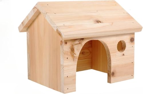 KryZaroハムスター用木製ハウス 小動物用隠れ家 ペット用休息家 室内用 ナチュラルデザイン