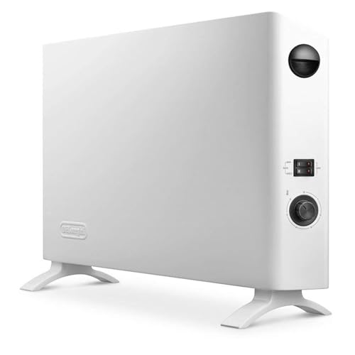 De'Longhi Radiateur Electrique Convecteur HSX2320, 3 Niveaux de Puissance, Fonction Antigel, Minuterie 24 Heures, Compact avec Poignées, Thermostat de Sécurité, Pièces Jusqu'à 60 m3, 2000W, Blanc