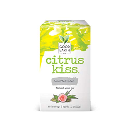 Good Earth Green Tea, Citrus Kiss, Decaffeinated, 18 Tea Bags (Pack of 6) (Packaging May Vary)
