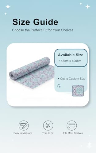 Image of Dribble EVA Shelf Liner Mat 45x500cm Roll, Non Slip Drawer & Cabinet Liner for Kitchen, Waterproof Oilproof Washable Fridge Mat, Anti Skid Cupboard Wardrobe Multipurpose Mat (Purple /Green mandala Art)