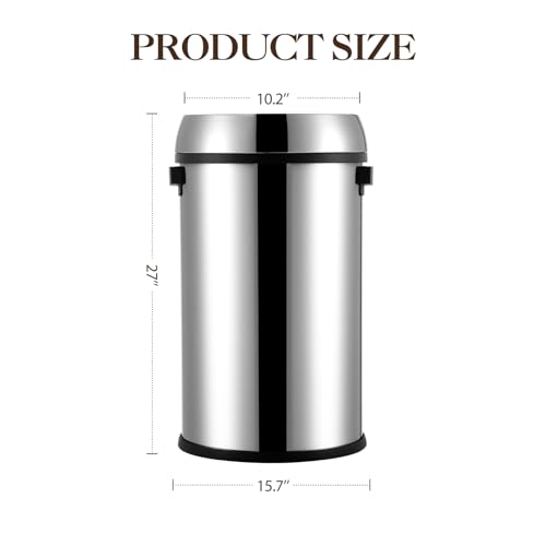 Caneca de basura de acero inoxidable 17 galones abierta miniatura 7