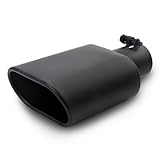 A-KARCK Square Exhaust Tip 2.25' Inlet, Black Coating Rectangle Exhaust Tailpipe Tip 3' x 5.5' Outlet 9.5' Long Bolt on Design