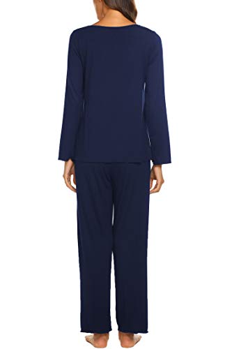 Image of Ekouaer Womens Pajama Sets 2 Piece Lounge Set Fall Winter Pajamas Long Sleeve Pjs Top and Pants Soft Pj Sets Loose Sleepwear