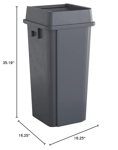 Image of 23 Gallon Grey Square Commercial Trash Can with Lid