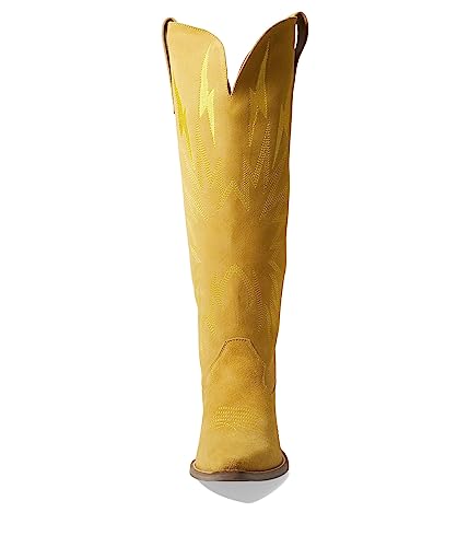 Image of Dingo Womens Thunder Road Embroidered Snip Toe Casual Boots Knee High Mid Heel 2-3 inch