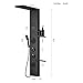 BATHLAVISH 5 in 1 Black Shower Panel Tower System With Storage Shelf, 304 Stainless Steel Shower Tower with Rainfall Shower Handheld and Tub Spout, Powerful Body Jets, Wall-Mounted Shower Set