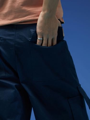 Image of Veirdo Baggy Fit with Button Closure Solid Lycra Woven Cargo Pants for Men (Colors: Beige, Black, Brown, Grey, Navy & Olive)