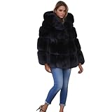 Lisa Colly Women's Winter Parka Coat Overcoat Long Sleeve Faux Fur Coat Jacket (L, Black 1)