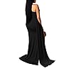 LAGSHIAN Women Sexy Elegant One Shoulder High Split Cutout Long Evening Dress Black