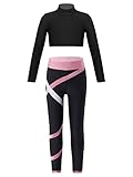 MSemis Sportkleidung Mädchen Jogginganzug Langarm Kinderkleidung Set Sportanzug 2tlg Tracksuit Freizeitanzug Sweatshirt + Sporthose Trainingsanzug Rosa 134-140