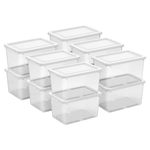 Image of Sterilite Storage Box, Stackable Clear Plastic Bins, 20 Quart, 12-Pack