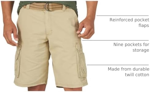 Lee mens Dungarees New Belted Wyoming Cargo Shorts, Buff, 36 US - 5