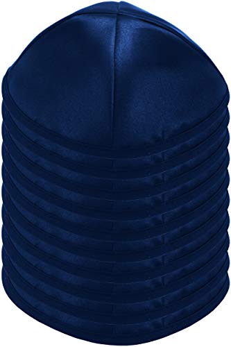 HolYudaica Pack of 10-Pcs - Hq 19 20CM Satin Kippah for Men & Boys, Yamaka Hat from Israel - Kippot Bulk (Blue)